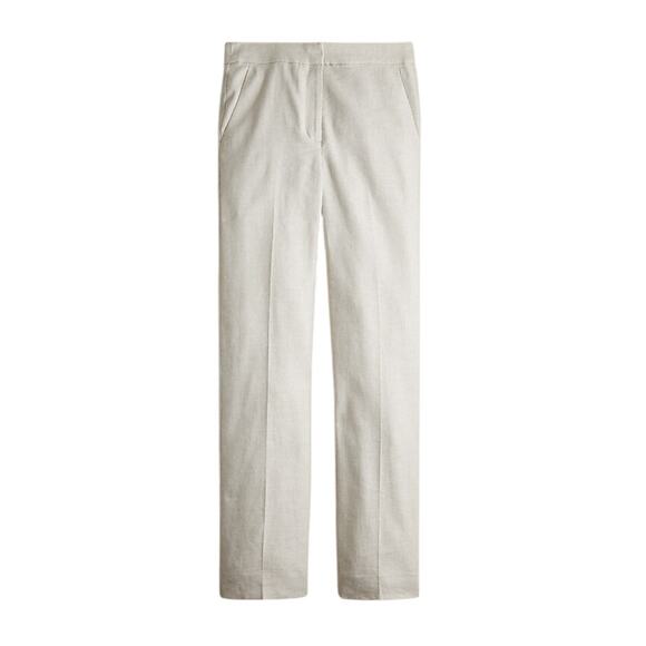 J.Crew Kate Straight-Leg Linen Blend Pants Beige NWT Size 6 High Rise 28" Inseam - Picture 1 of 5